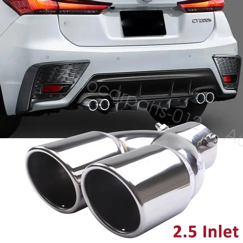 2.5 Inlet Rear Car Dual Exhaust Muffler Tip Tail Pipe Steel For Lexus CT200h Foto 1 de 4