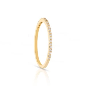 Anillo Banda Media Eternidad Oro 14k - Diamante Creado en Laboratorio 0.15 Ct - Diseño Elegante - Imagen 1 de 11