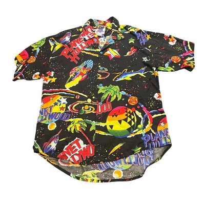 Camisa informal abotonada con estampado completo Planet Hollywood vintage rara años 90 talla L Foto 1 de 4