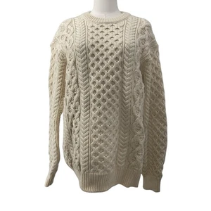 Irelands Eye Damen Pullover Wolle Ivory Large Zopfmuster 100% Schurwolle - Bild 1 von 5