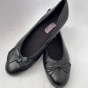 Munro American schwarzes Leder Ballett mit Stil mit Schleifen Slipper Schuhe Größe 8N - Bild 1 von 15