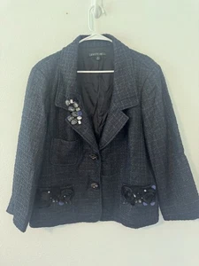LAFAYETTE 148 Blazer blau Tweed Perlen Schmuck Büro Karriere altes Geld 16 - Bild 1 von 11