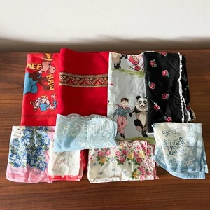 Lote De 9 Bufanda Bandana Vintage Rayón Algodón Cuadrado Western Floral Tela - Imagen 1 de 8