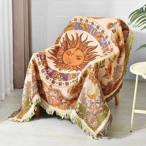 Boho Throw Blanket Reversible Cotton Bohemian Tapestry Hippie Room Decor Outd... - Picture 1 of 9