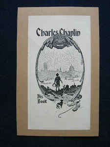 RARE ORIGINAL BOOKPLATE of CHARLES CHAPLIN - 2 1/2" x 4 5/8"  - Picture 1 of 1