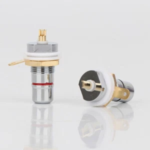 4stk RCA Sockel Rhodiniert & Vergoldet HiFi AMP Phono Chassis RCA Cinch Buchse - Picture 1 of 8