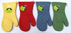TOP QUALITY Oven LONG Mitten with Silicone - YELLOW RED BLUE GREEN - Picture 1 of 6