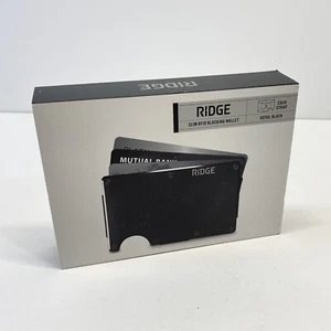 Cartera delgada con bloqueo RFID The Ridge de aluminio negra real con correa para efectivo - Imagen 1 de 5