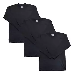 3-Pack Pro Club Men's Heavyweight Cotton Long Sleeve Crew Neck T-Shirt - Picture 1 of 65