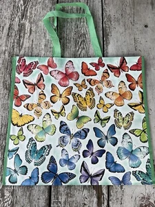 LARGE Reusable Shopping Bag 19" X 18" X 8โ Tote~COLORFUL ๐ฆ Butterflies HOMEGOOD - Picture 1 of 11