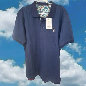 Robert Graham Polo Shirt Size Medium Lucifer Skull Classic Short Sleeve Navy - Picture 1 of 5