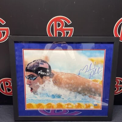 Foto enmarcada autografiada de Michael Phelps 16X20 natación olímpica certificado de autenticidad JSA América Foto 1 de 3