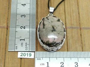 Pendentif RHODOCHROSITE + cordon reglable - collier reiki chic style victorien - Picture 1 of 4