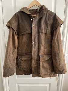 Outback Leather Oilskin Jacket Swagman Style #2100 Rain Coat w/ Hood - Picture 1 of 11