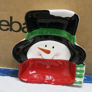Cuenco de caramelo muñeco de nieve de vacaciones de Navidad para servir cerámica - Imagen 1 de 3
