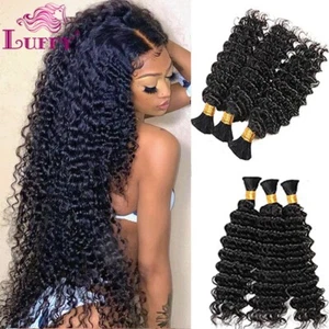 Cabello humano de onda profunda de Malasia a granel para trenzar sin trama trenzado extensión de cabello - Imagen 1 de 7