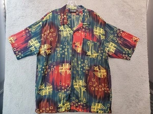 Anxious Vintage geometrisches Kunstwerk kurzärmliges geknöpftes Herrenhemd Large - Bild 1 von 10