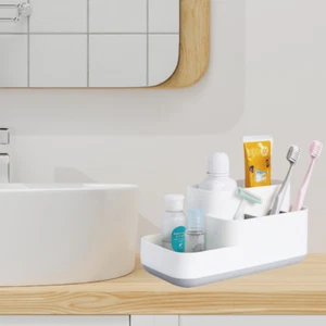 Toothbrush and Toothpaste Holder Bathroom Organizer Countertop Multifunctional - Picture 1 of 8