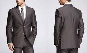 Express Texture Wool Blend Men Two Buttons Suit Jacket Sz 44L NWoT Black - Picture 1 of 9