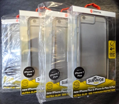 Griffin-Survivor Clear ultra slim Case for Apple iPhone 6s +, 6+, 7+, LOT of 4 - Image 1 of 4