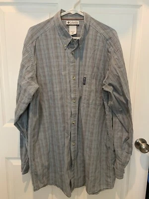 Camisa informal Columbia gris a cuadros manga larga con botones XLT Foto 1 de 4