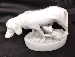 Maitland-Smith Porcelain Dog w Nursing Puppies Vintage Sculpture Figurine 1970s - Picture 1 of 8