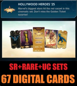 HOLLYWOOD HEROES 25 SR + RARE + UC SETS 67 DIGITALE KARTEN - TOPPS MARVEL SAMMELN - Bild 1 von 5
