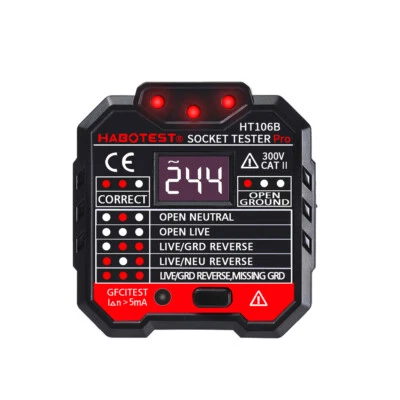 HABOTEST Digital display socket tester plug polarity phase check Voltage detector US/EU