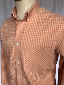 Ben Sherman Mens Cotton Poplin Shirt Orange Check, Medium - Picture 1 of 8