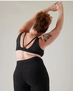 Athleta PLUS 1X Sujetador Exhale D-DD, Negro Suave Sujetador Deportivo Yoga Entrenamiento Top NUEVO - Imagen 1 de 3