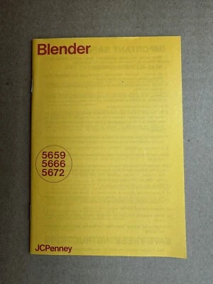 Vintage Instruction Manual JC Penney Blender Recipes Booklet 5659 5666 5672 - Изображение 1 из 4