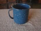 Blue White Speckled Enamelware 4" metal Coffee Cup Camping Decor