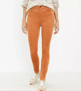Loft Women’s Pants Size 30/10 Petite Burnt Orange Corduroy High Waist Skinny NEW - Picture 1 of 18