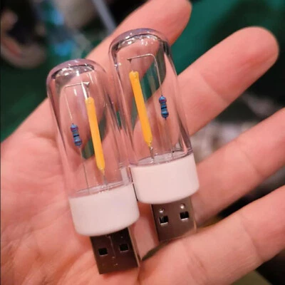 5x USB-LED-Glühbirnen T18 Mini-Filament Lesenachtlampe 1W Warm Kaltweiß - Bild 1 von 4
