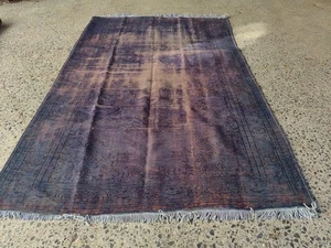 Vintage Turkish Rug 6.1x9.3 ft Distressed Handmade Wool Carpet Purple Tones - Picture 1 of 18