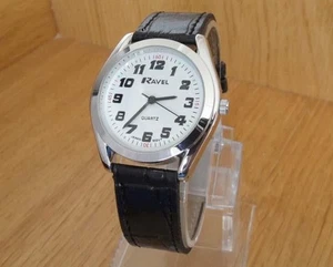 Mens Large Clear Easy to Read Ravel Analogue Quartz Black Strap Watch M4 - Picture 1 of 6