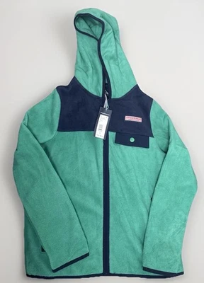Vineyard Vines Boys Harbor Full Zip Hoodie Sea Swell Green Navy Size L NWT - Image 1 of 4