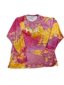 Huk Mens Performance Fishing Long Sleeve T-Shirt 2XL Tie Dye Outdoor Polyester - Picture 1 of 3