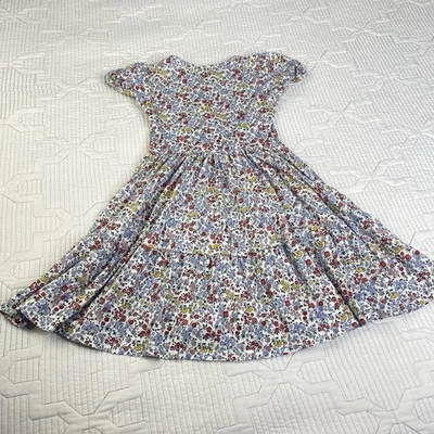 Janie and Jack Dress Girls 10 Cotton White Ditsy Floral Short Sleeve Cottagecore - Image 1 of 4