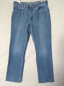 Duluth Trading Mens Ballroom Double Flex Blue Jeans Relaxed Fit 38x32 Work Denim - Picture 1 of 11