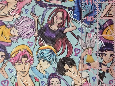 Custom Printed Faux Leather Vinyl Roll Demon Hunters Anime Aqua 12x54 - Image 1 of 2