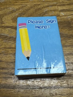 教师留言木质橡皮印章“请在此签名:全新 2 3/4” x 2 英寸 — 第 1/2 张图片