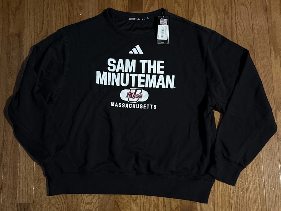 adidas Men's UMass Minutemen Black Premium Vintage Crew Sweatshirt XL - Image 1 of 1