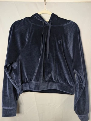 Sudadera con Capucha Victorias Secret S Azul Sobre Punta Terciopelo Acanalado Recortado Pullover Suave (628) Foto 1 de 4