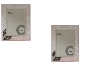 Two x Wilko Glass Botanical Cream Photo Frame - 7 x 5inch - New - Picture 1 of 7