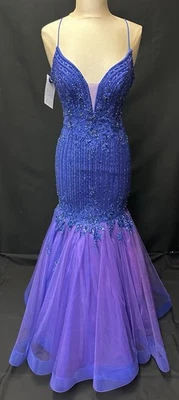 NJ-257  PROM Landa Desing Royal Blue Sequence with Applications Formal Dress - Image 1 of 4