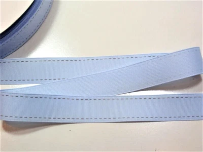 Light Blue Grosgrain Ribbon 1 inch wide x 10 yards Schiff Railroad Tracks B5 - Image 1 of 4