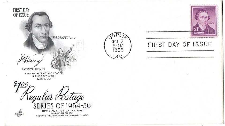 '55 FDC 1$ Patrick Henry on ArtCraft Cachet SC#1052a - Image 1 of 1