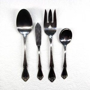 Lot of 4 Pieces Serving Oneida Arbor Rose True Rose Glossy Flatware Vintage USA - Picture 1 of 6
