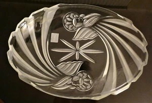Gorham 1831 Holiday Traditions ANGEL OF PEACE Large Oval Crystal Serving Platter - Picture 1 of 11